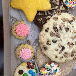 Assorted cookies - m&amp;m, sugar, sprinkle, white walnut, chocolate, snickerdoodle