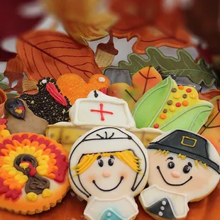 Thanksgiving decorated cut-out cookies