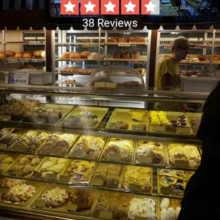 Part of the rear bakery case.