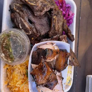 Combo plate ( chicken, pork belly, beef and short rib)