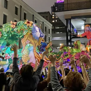 A great crowd and colorful floats