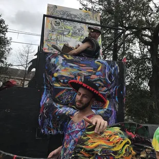 Frenchy creating art during the event