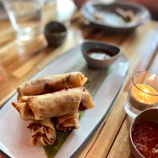 Peking duck lumpia rolls scallion, hoisin