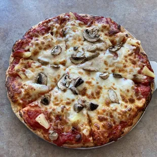 Small 9" mushroom Pineapple Pizza
