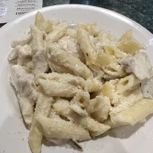 Chicken Alfredo. Very bland. Not great.
