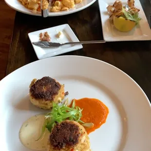Calamari, shrimp, crab cakes