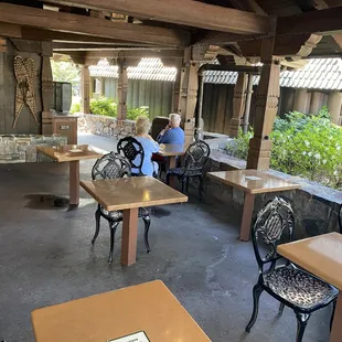 The only outdoor dining area, but with loud chairs