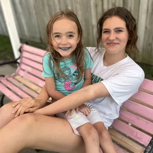 Happy customers at the pink cone! Blue mouth &amp; all!