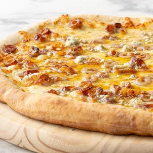 Hello Honey-dates, crushed red pepper, blue cheese, honey, mozzarella