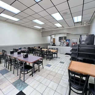a restaurant with tables and chairs