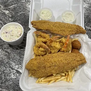 Shrimp and Catfish to go!  So fresh...so delicious!!!