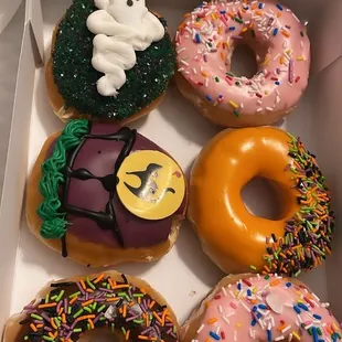 a variety of donuts in a box