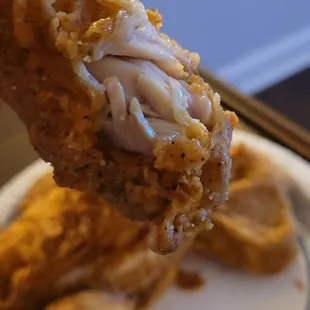 a piece of fried chicken on a plate