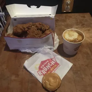 Chicken dark (8 pieces) + a Honey Butter Biscuit and a large Mashed Potatoes &amp; Gravy