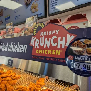 a display of krispy krunchy chicken