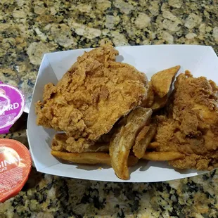 3 pcs and fries. Minus one piece because I already ate it. LOL