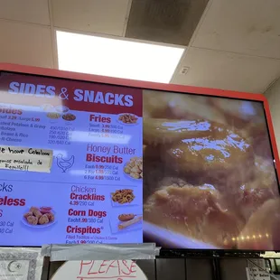 sides and snacks menu