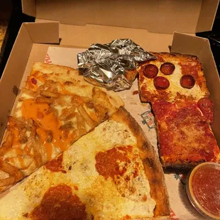 our slices of pizza in a box