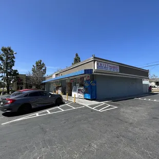 a car parked in front of the store