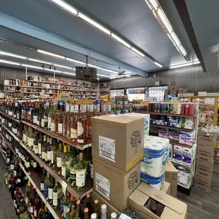 a variety of bottles of wine on shelves