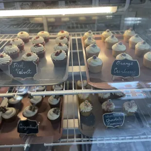 a display of cupcakes