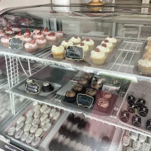 a display of cupcakes