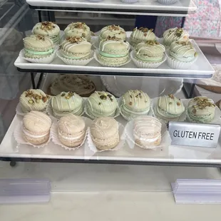 a display of cupcakes