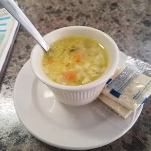 Chicken and rice soup that came with the lunch.