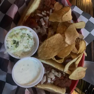 Ball Park Special with fried Chips