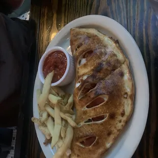 Calzone and fries