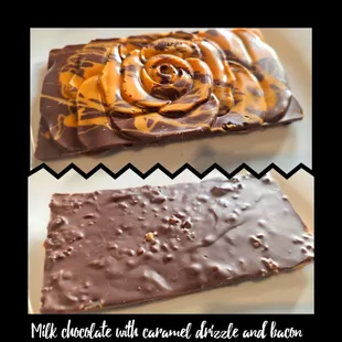 Milk chocolate with caramel drizzle and bacon
#kristyannskitchen