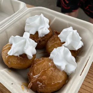 Fried Oreo with Whip Cream and Caramel Drizzle