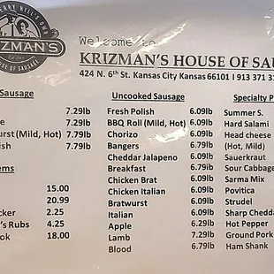 menu