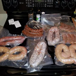 Pound's and pound's of sausage ready for the grill, skillet or smoker