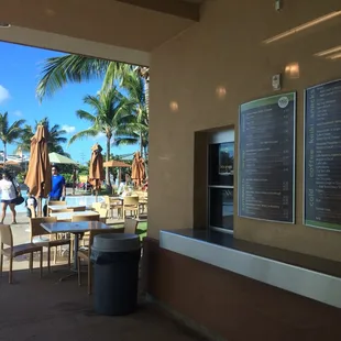 Outdoor window connecting to water park / pool deck