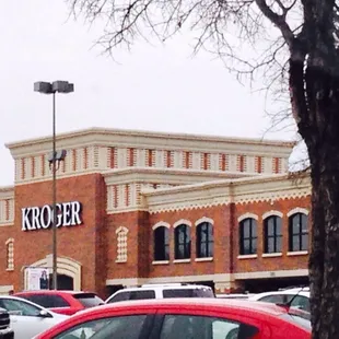a red car parked in front
