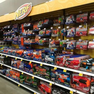 Toys in the back. They have a wall of Nerf.