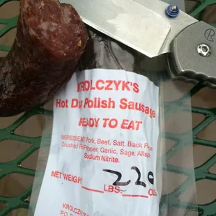 Hot dry polish sausage. Awesome!