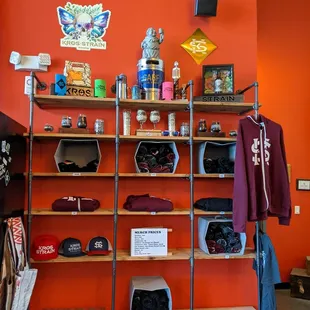 Checking out their merch.