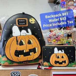 Loungefly snoopy pumpkin bag and wallet