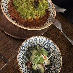 Roasted Coconut Milk Bbq Curry with Cauliflower Steak served with Pickled Cucumbers