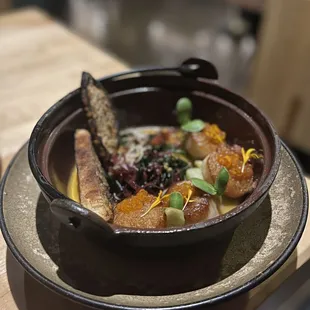 SEARED SCALLOPS Gazpacho, Trout Roe, Black Garlic Butter, Red Wheat Toast