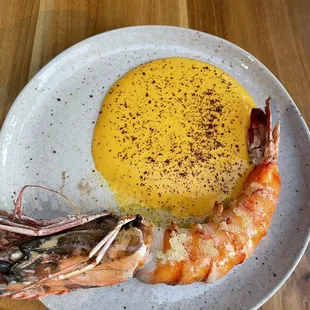 prawn with saffron sabayon