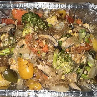 Can't remember the name of this. It's egg, mixed veggies with glass noodle. Delicious!