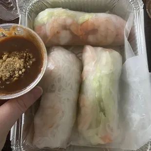 Vietnamese Fresh Spring Roll and peanut sauce (special of the day)