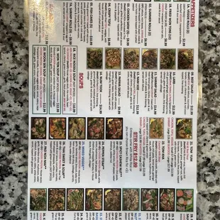 a menu for the restaurant