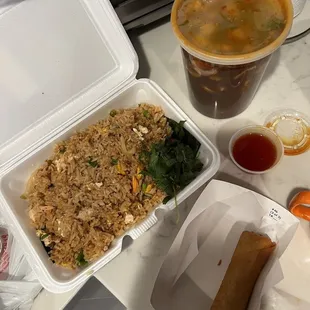 50. Crab Fried Rice hot, 1A. Veggies Rolls, 21. Tom Yum hot &amp; sour soup