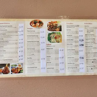 a menu for the restaurant