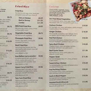 Menu as of 1/12/23, prices are not accurate and have increased slightly