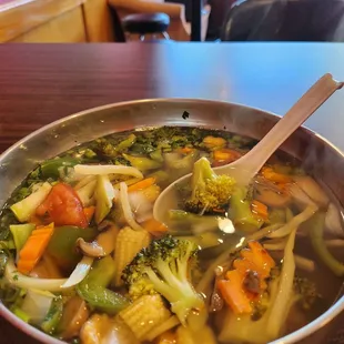 $10.95 vegetables tomyum medium spicy